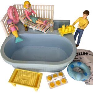 Playskool Dollhouse Summer Splash Pool Set 1991 Vtg Play Set Figures Accessories